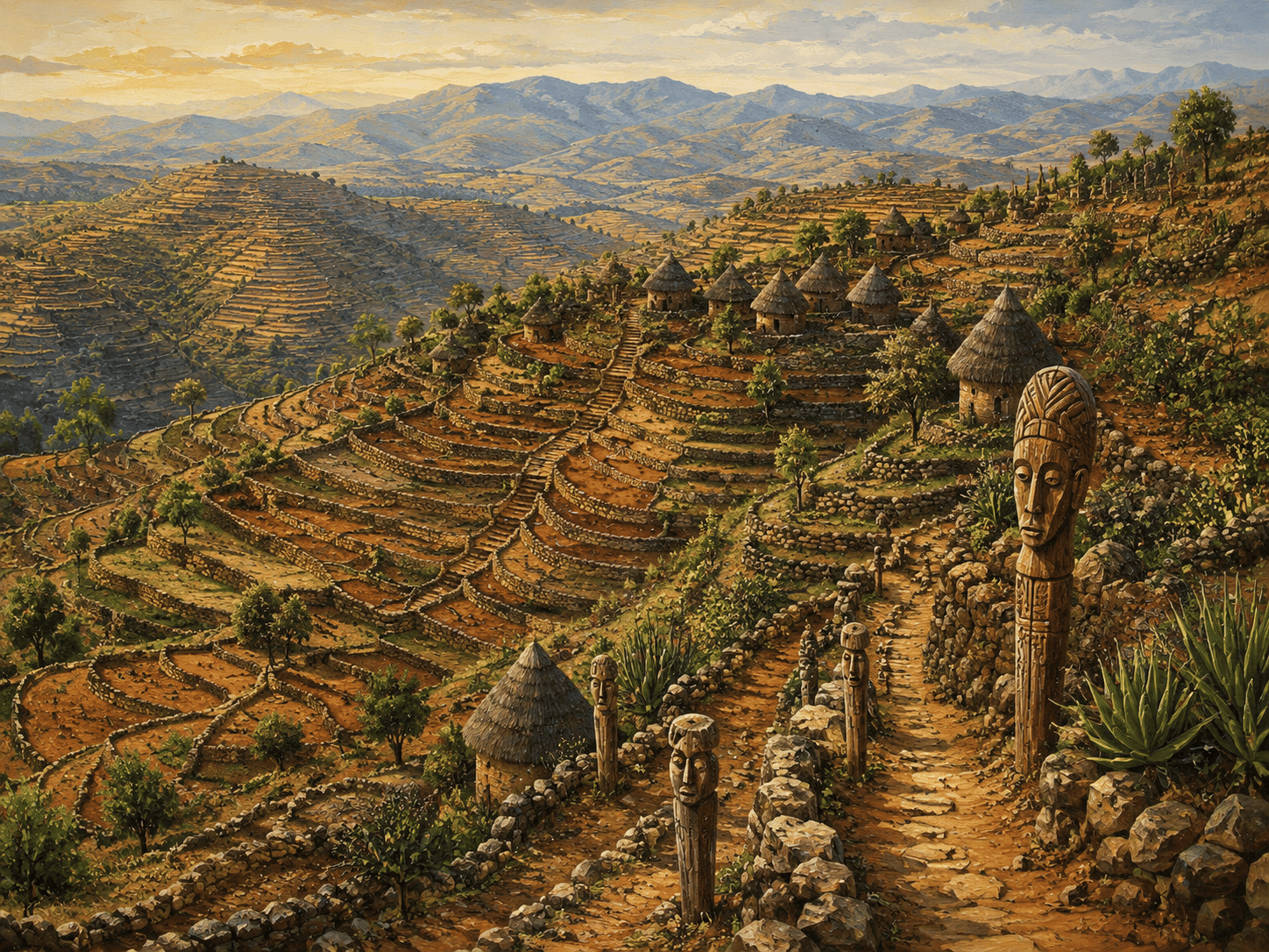 Terraces of Konso: Ancient Earth Architecture Fine Art Canvas Print