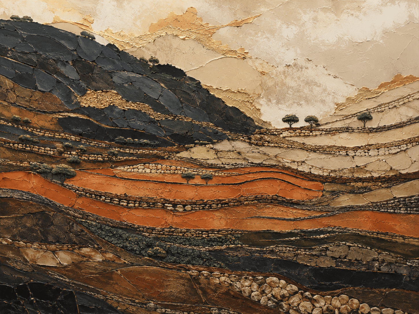 Konso Terraced Earth & Gold | Luxury Abstract Fine Art Canvas Print