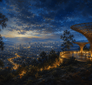 Entoto Eucalyptus Horizon: Panoramic Addis Impressionist Canvas Print