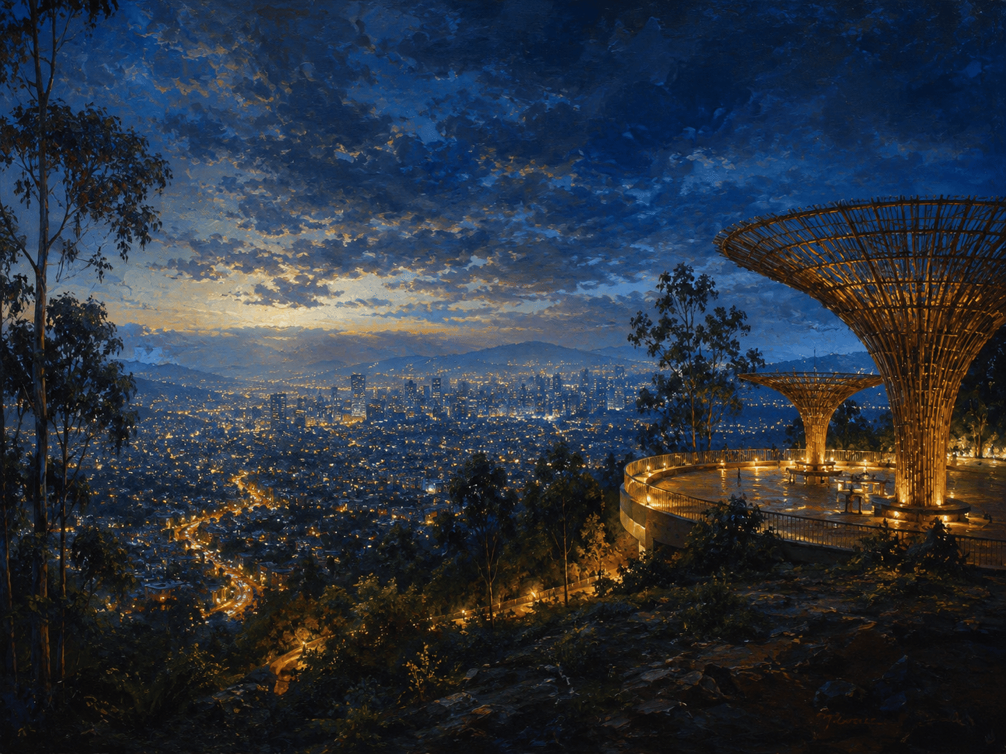 Entoto Eucalyptus Horizon: Panoramic Addis Impressionist Canvas Print