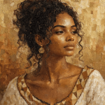 Golden Heritage – Ochre & Terracotta Ethiopian Woman Abstract Canvas Print