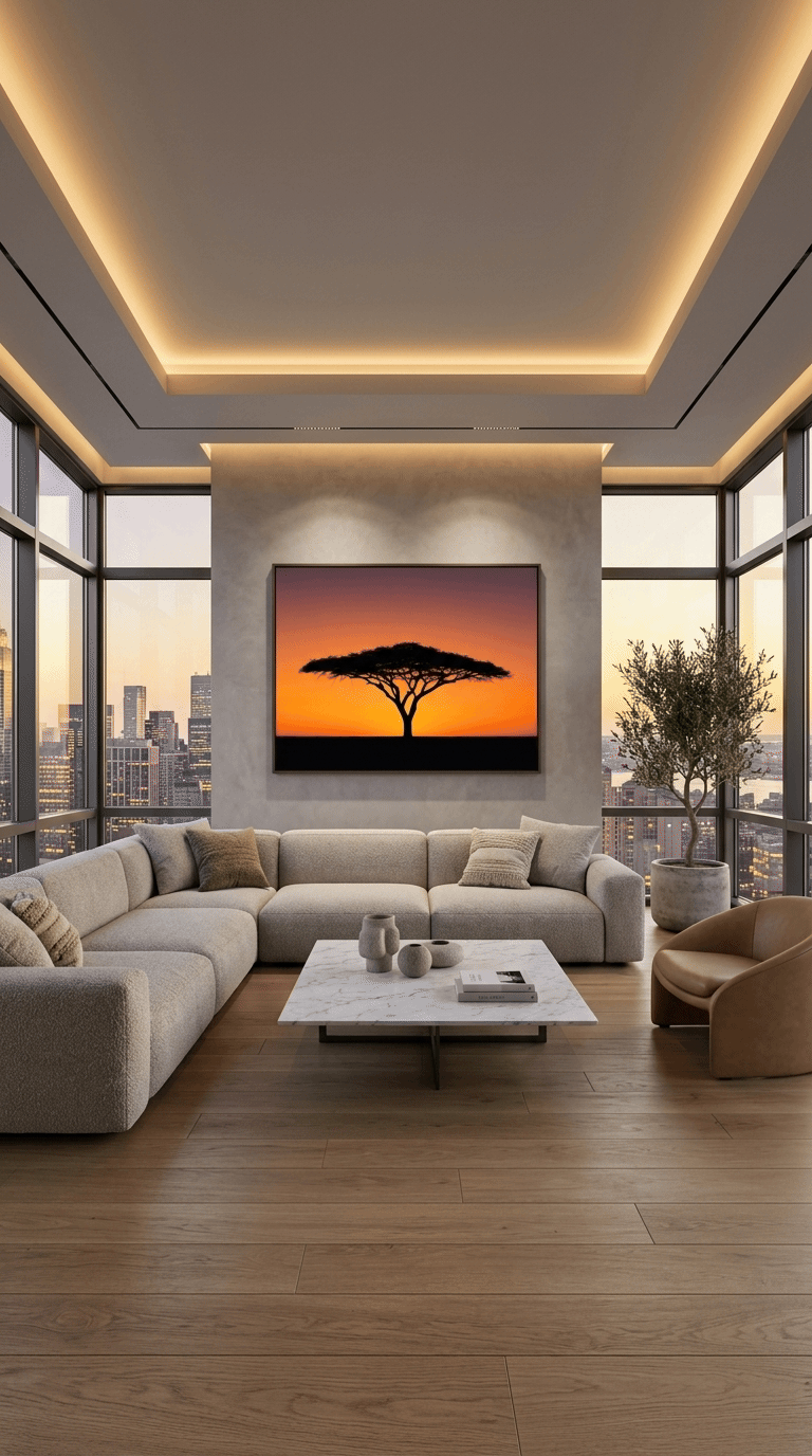 Ethiopian Acacia Sunset Canvas Wall Art – Minimalist African Landscape Print | Addis Ababa Inspired Home Decor
