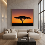 Ethiopian Acacia Sunset Canvas Wall Art – Minimalist African Landscape Print | Addis Ababa Inspired Home Decor