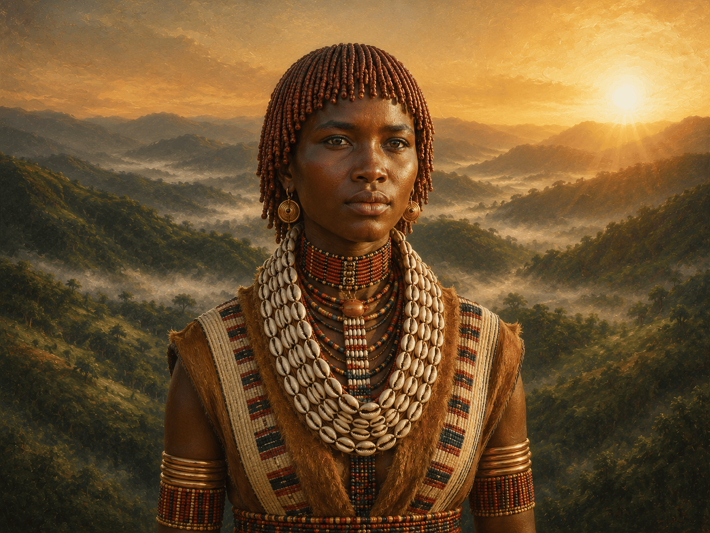 Aari Woman at Golden Dawn – Ethiopian Highlands Fine Art Portrait