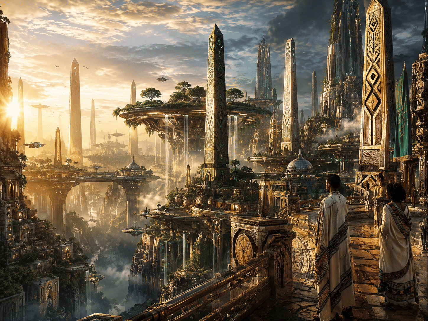Ethio-Futurist Kingdom of Axum – Museum-Quality Canvas Wall Art | Luxury Sci-Fi Ethiopian Heritage Landscape