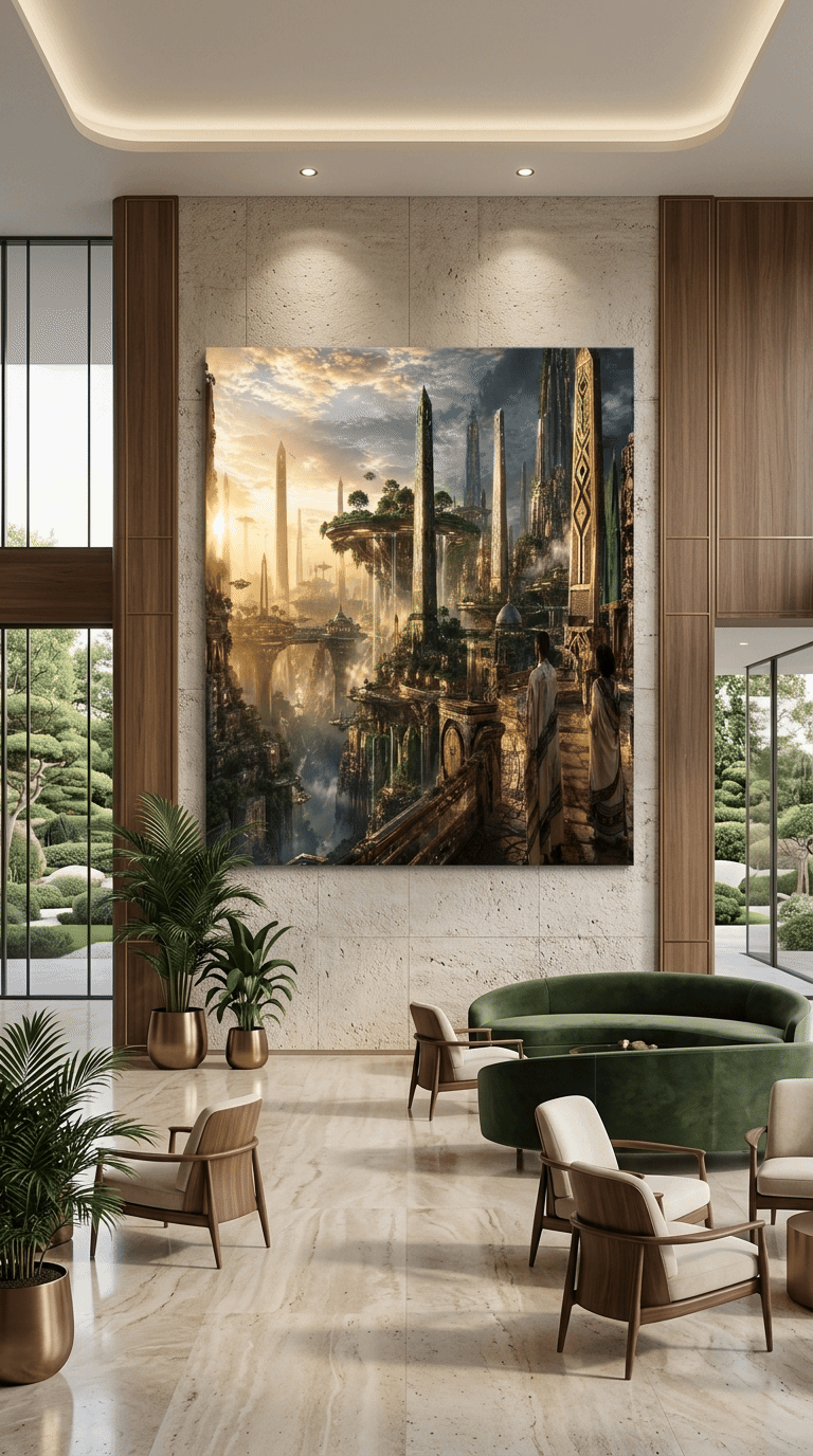 Ethio-Futurist Kingdom of Axum – Museum-Quality Canvas Wall Art | Luxury Sci-Fi Ethiopian Heritage Landscape