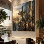 Ethio-Futurist Kingdom of Axum – Museum-Quality Canvas Wall Art | Luxury Sci-Fi Ethiopian Heritage Landscape