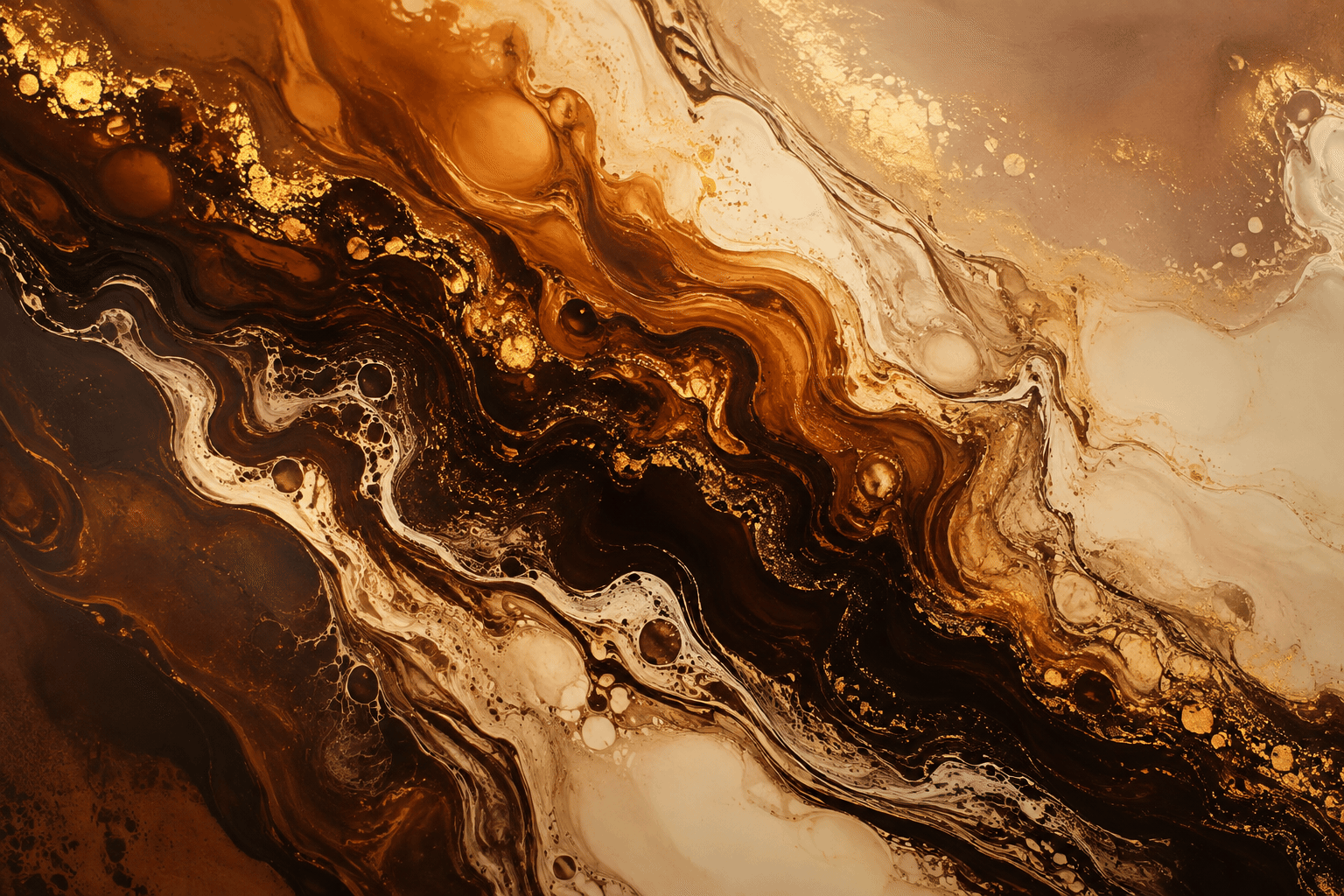 Buna Flow Liquid Abstract in Earth Tones Canvas