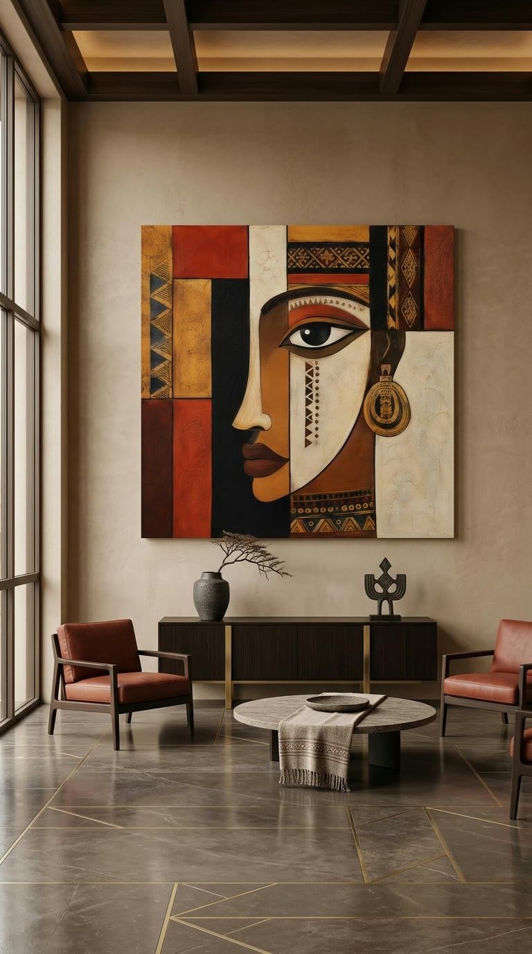 Ethiopian Geometric Woman | Contemporary African Fine Art Canvas