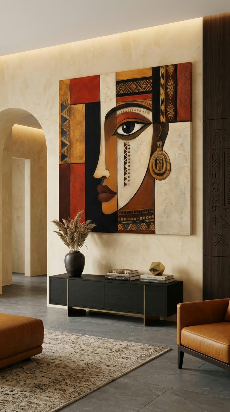 Ethiopian Geometric Woman | Contemporary African Fine Art Canvas