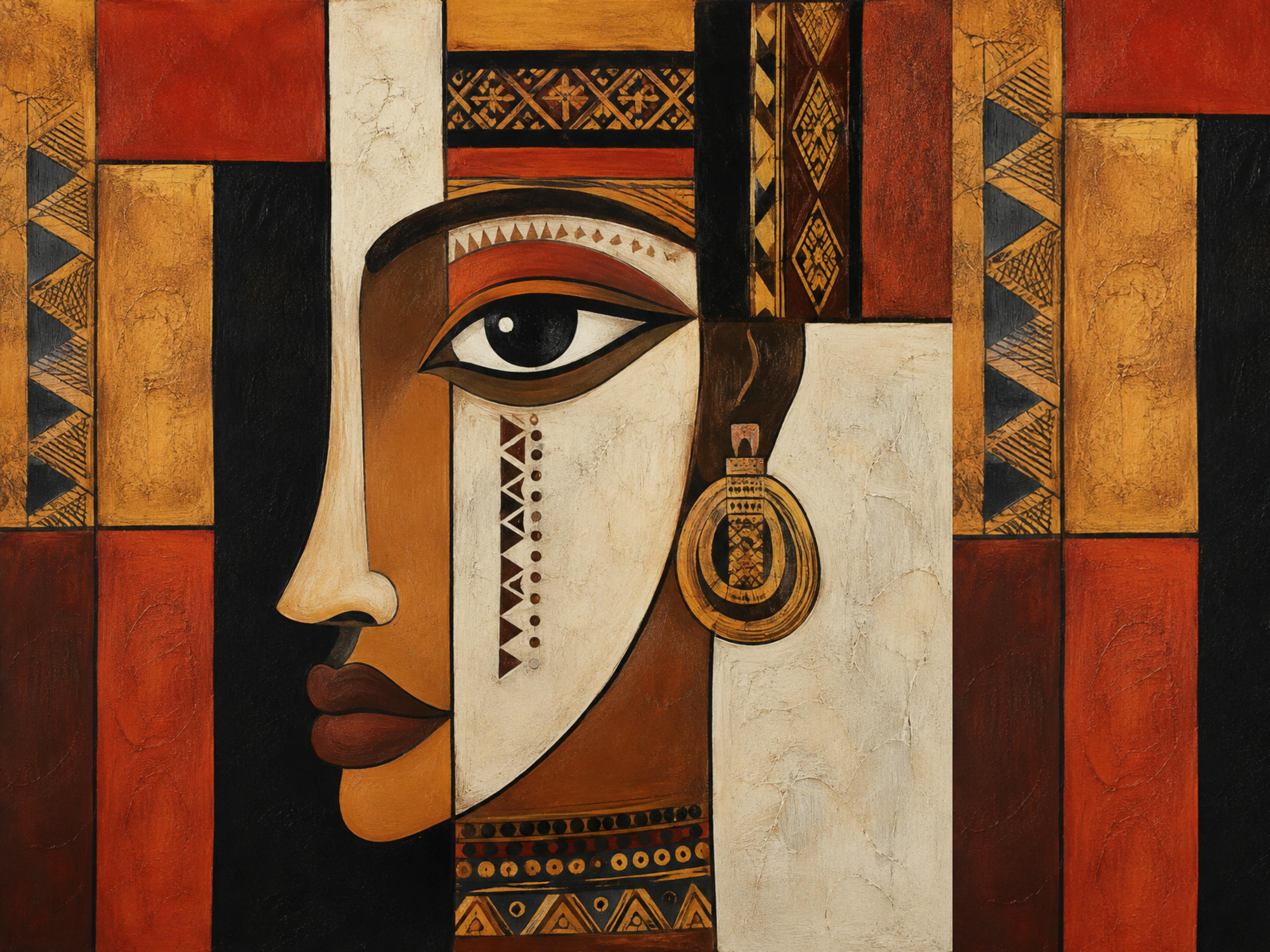 Ethiopian Geometric Woman | Contemporary African Fine Art Canvas