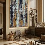 Ethiopian Gold & Midnight Abstract | Contemporary Textured Canvas Art