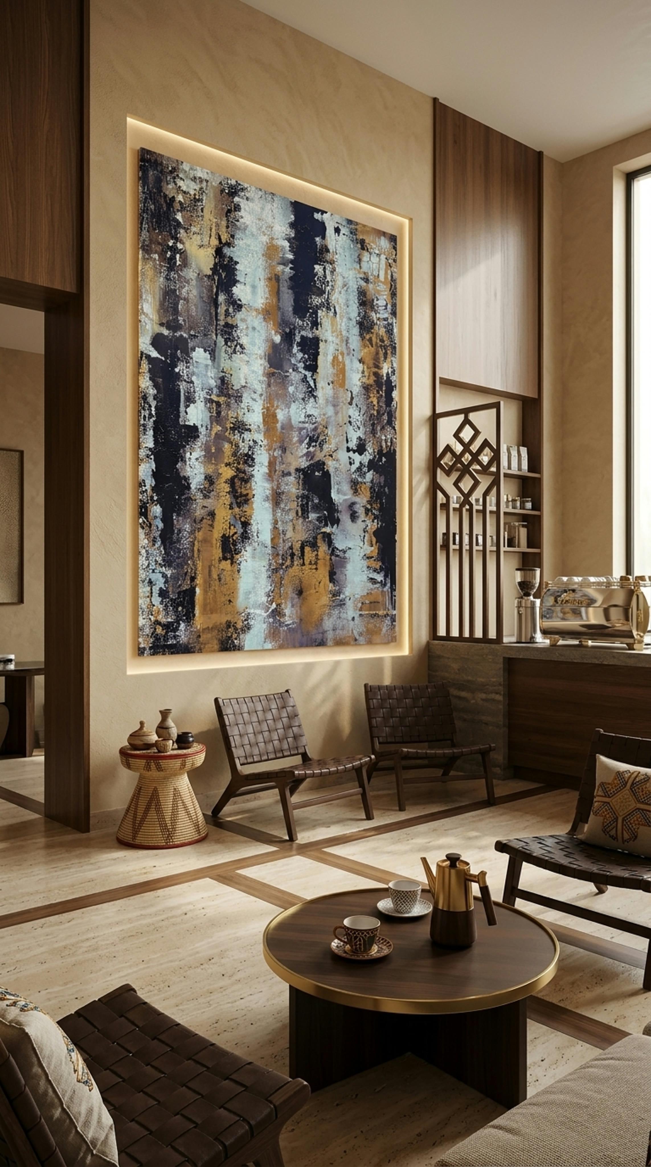 Ethiopian Gold & Midnight Abstract | Contemporary Textured Canvas Art