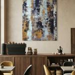 Ethiopian Gold & Midnight Abstract | Contemporary Textured Canvas Art