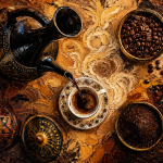 Ethiopian Coffee Ceremony Oil Painting Canvas Print – Luxury Cafe & Lounge Art