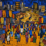 Pulse of Merkato: Expressionist High-Contrast Urban Canvas