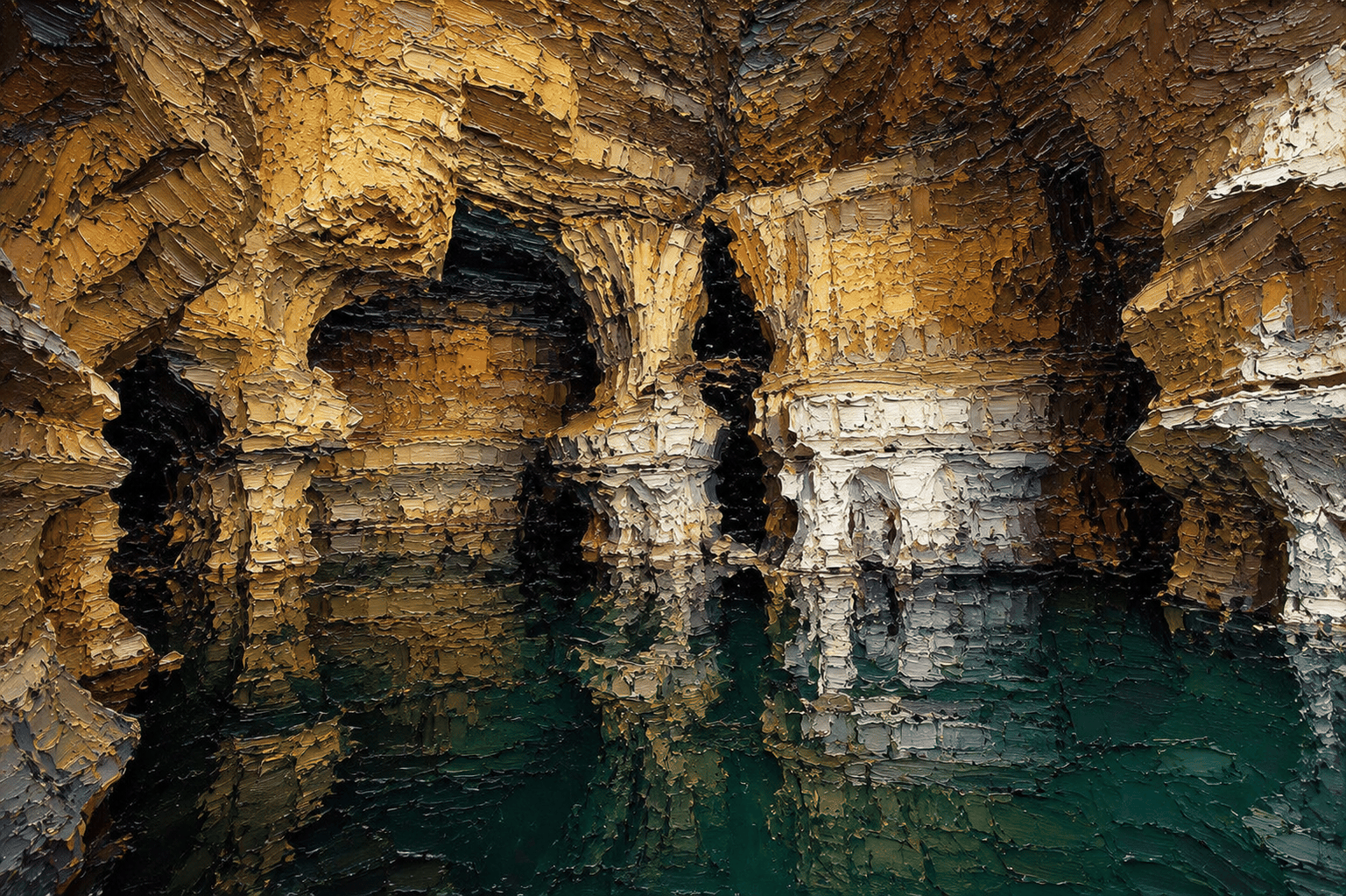The Chamber of Pillars – Sof Omar Cave Impasto Oil Print