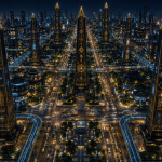 Skyline of New Axum – Premium Ethio-Futurism Canvas