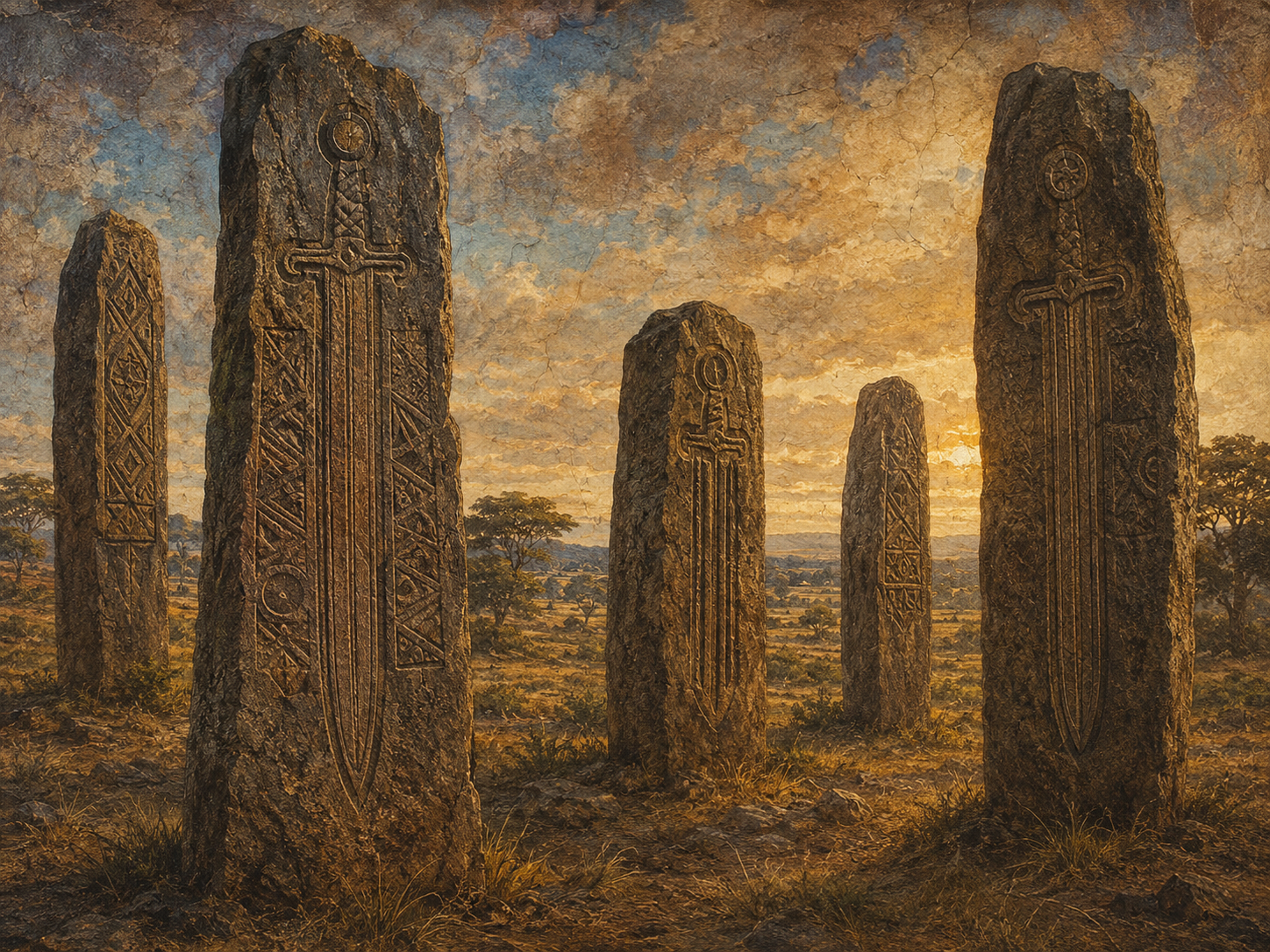 Tiya Ethiopia Ancient Stele Canvas Wall Art | UNESCO Heritage Fine Art