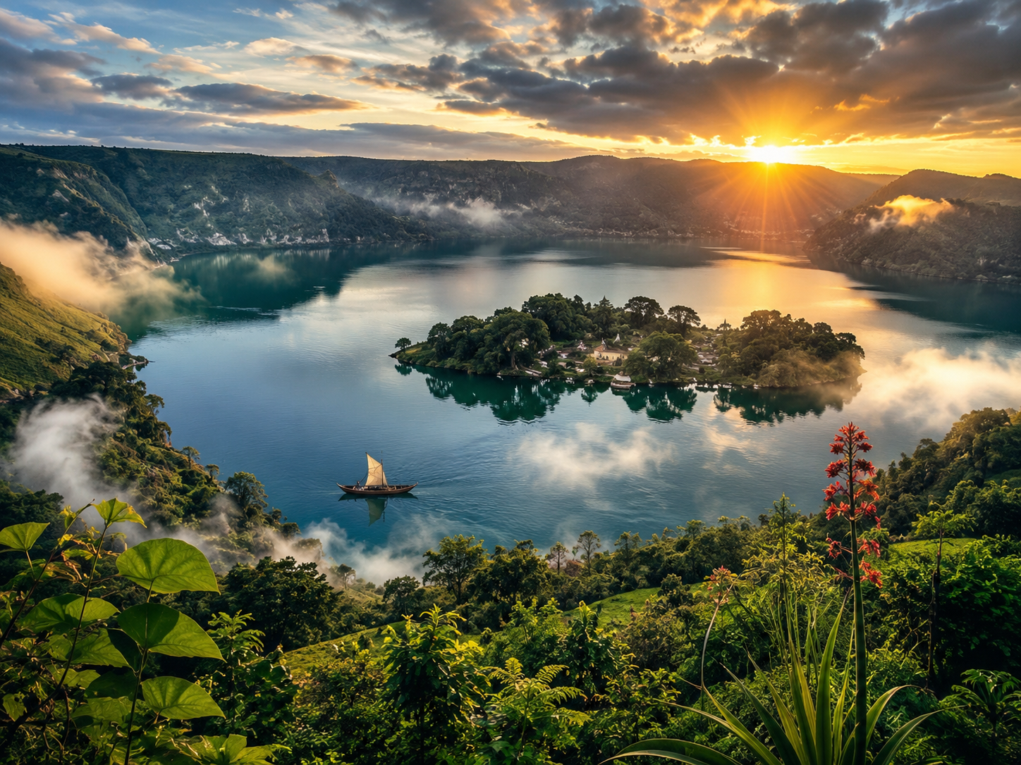 Wenchi Crater Lake Ethiopia Canvas Wall Art | Premium Landscape Artwork