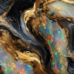 Welo Opal Fire: Premium Abstract Obsidian & Gold Canvas Wall Art