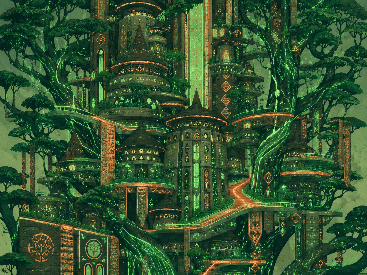 Addis Tomorrow: Afro-Futuristic Eucalyptus Eco-Tower Canvas