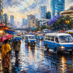 የአዲስ ዝናብ - Rain in Addis Impressionist Canvas