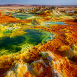 Dallol Sulfur Pools Mineral Terrace Abstract Landscape