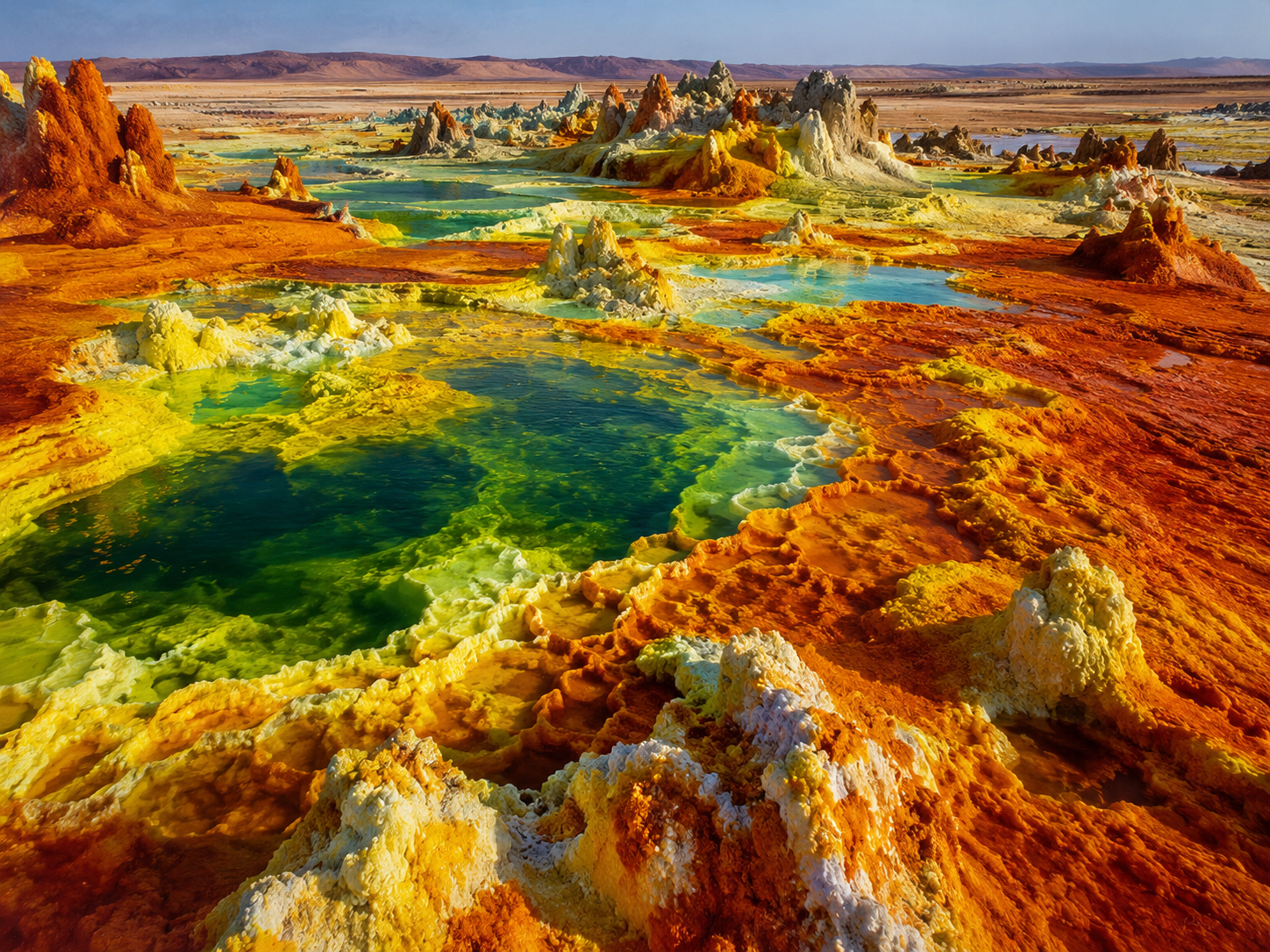 Dallol Sulfur Pools Mineral Terrace Abstract Landscape