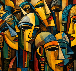 Echoes Beyond the Veil | Ethiopian-Inspired Abstract Canvas Art