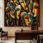 Echoes Beyond the Veil | Ethiopian-Inspired Abstract Canvas Art