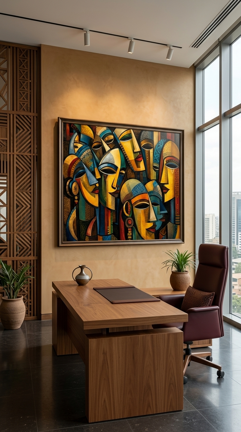 Echoes Beyond the Veil | Ethiopian-Inspired Abstract Canvas Art