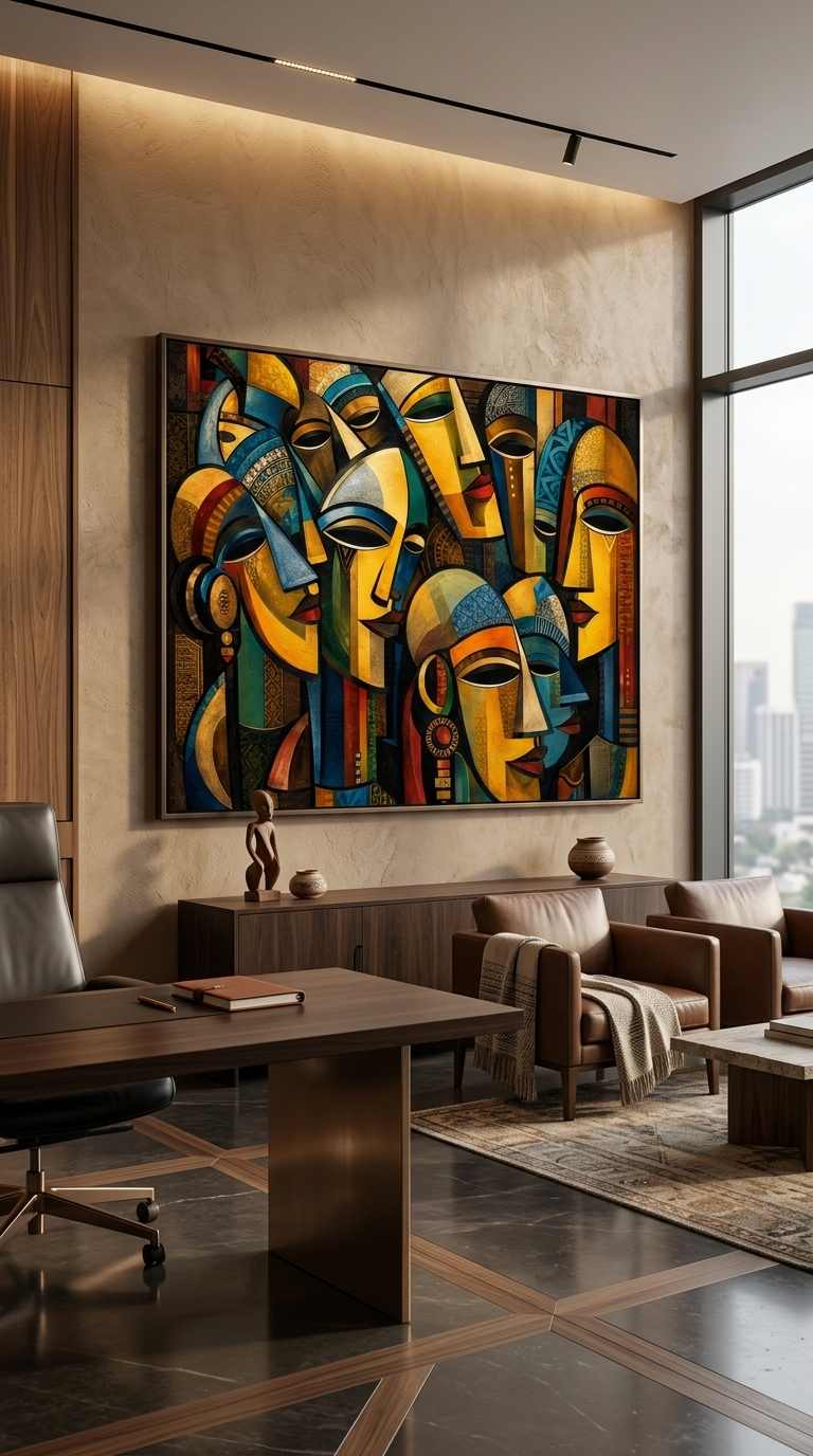Echoes Beyond the Veil | Ethiopian-Inspired Abstract Canvas Art