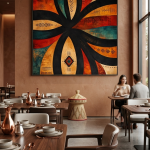 Ethiopian Abstract Canvas Art – Modern African Geometric Wall Decor