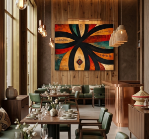 Ethiopian Abstract Canvas Art – Modern African Geometric Wall Decor