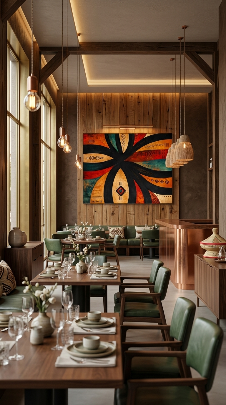 Ethiopian Abstract Canvas Art – Modern African Geometric Wall Decor