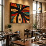 Ethiopian Abstract Canvas Art – Modern African Geometric Wall Decor