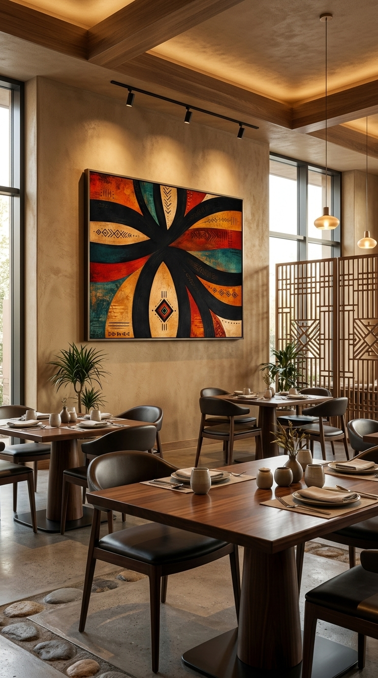 Ethiopian Abstract Canvas Art – Modern African Geometric Wall Decor