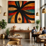 Ethiopian Abstract Canvas Art – Modern African Geometric Wall Decor