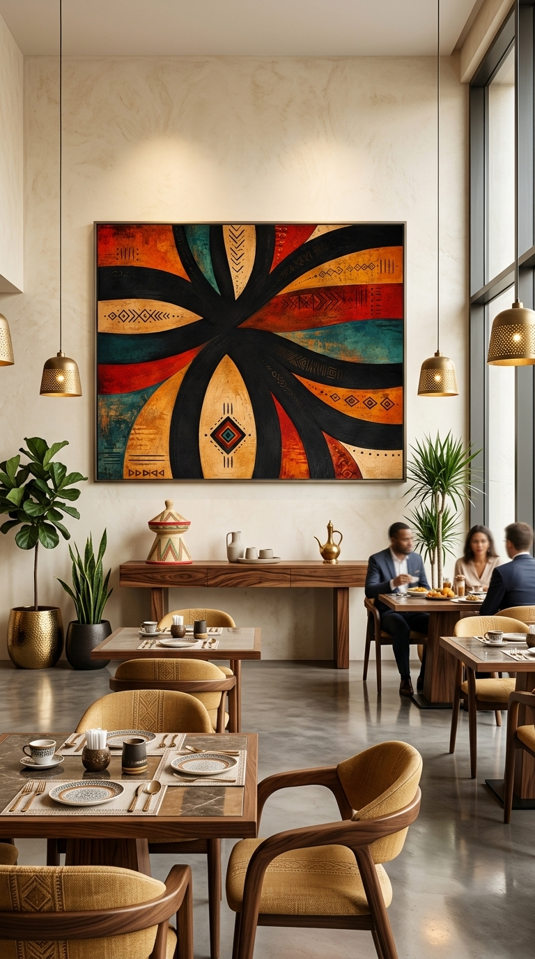 Ethiopian Abstract Canvas Art – Modern African Geometric Wall Decor