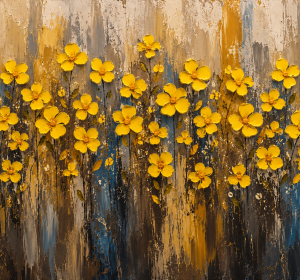 Ethiopian Adey Abeba – Golden Bloom | Premium Floral Canvas Wall Art