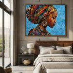 Ethiopian Woman Mosaic Canvas Art – African Woman Portrait Wall Decor