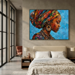 Ethiopian Woman Mosaic Canvas Art – African Woman Portrait Wall Decor