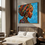 Ethiopian Woman Mosaic Canvas Art – African Woman Portrait Wall Decor