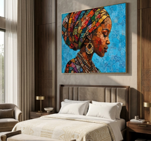 Ethiopian Woman Mosaic Canvas Art – African Woman Portrait Wall Decor
