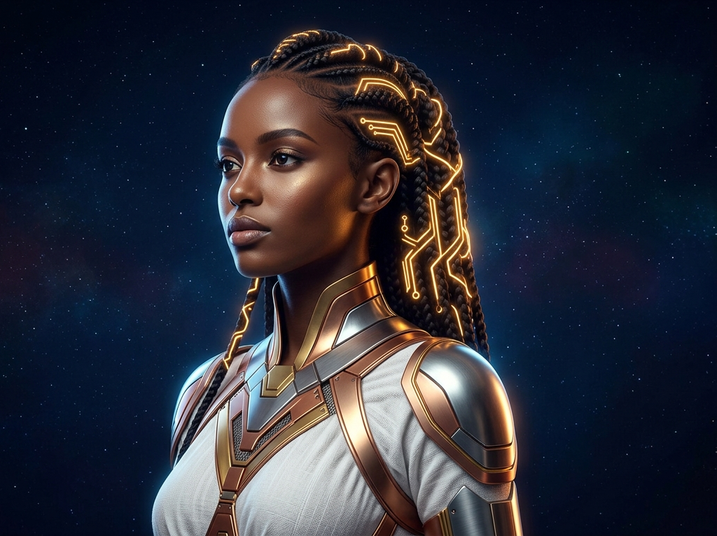 የነገው ውበት - Mystic Habesha Cyber-Armor Portrait