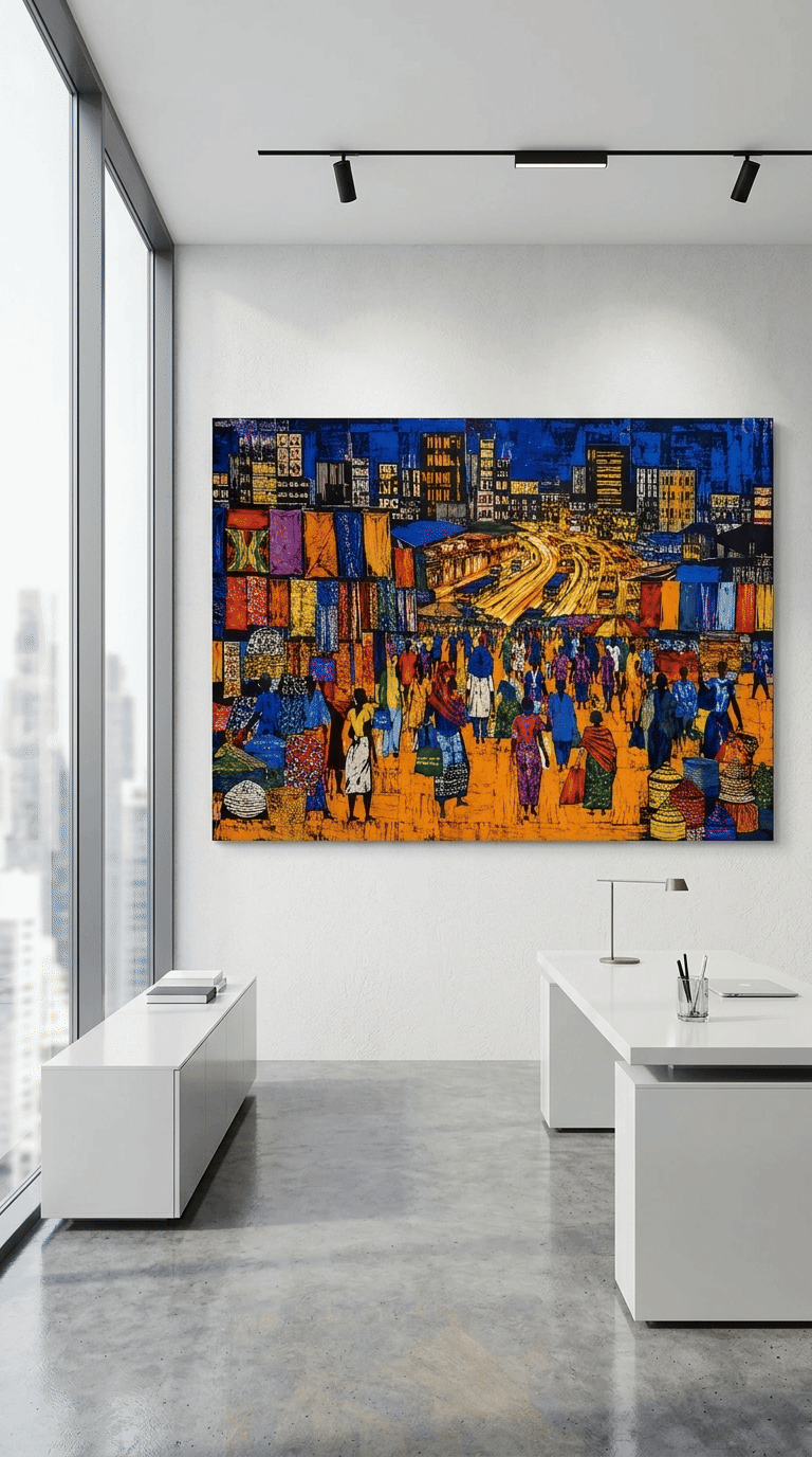 Pulse of Merkato: Expressionist High-Contrast Urban Canvas