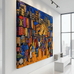 Pulse of Merkato: Expressionist High-Contrast Urban Canvas