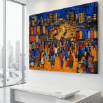 Pulse of Merkato: Expressionist High-Contrast Urban Canvas