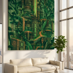 Addis Tomorrow: Afro-Futuristic Eucalyptus Eco-Tower Canvas